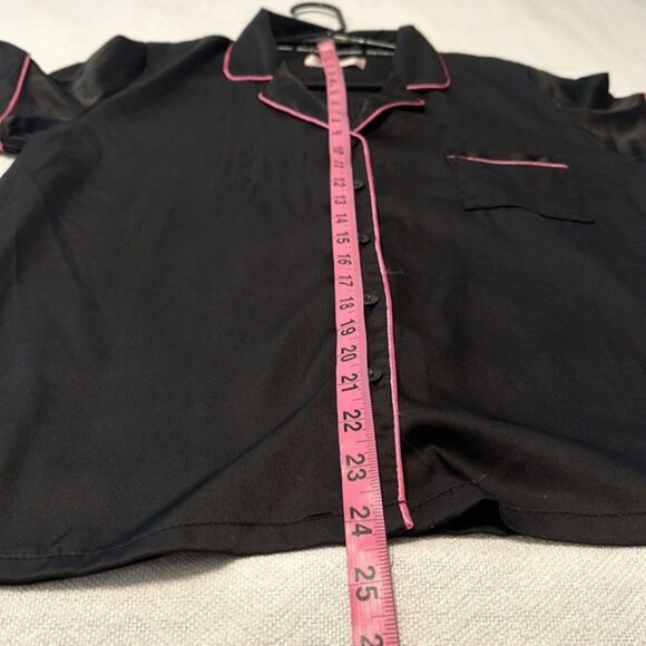 Juicy Coutour Satin Silky Bling Spellout Logo Collar Pajama Shirt Womens XL 90s - Picture 9 of 9